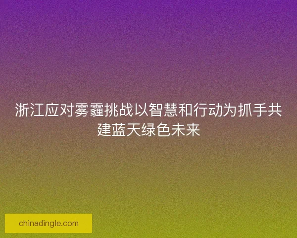 浙江应对雾霾挑战以智慧和行动为抓手共建蓝天绿色未来